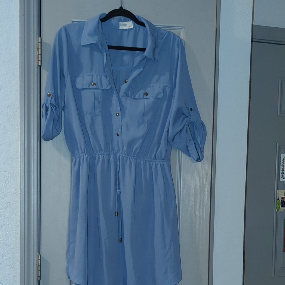Blue Button-Down Dress